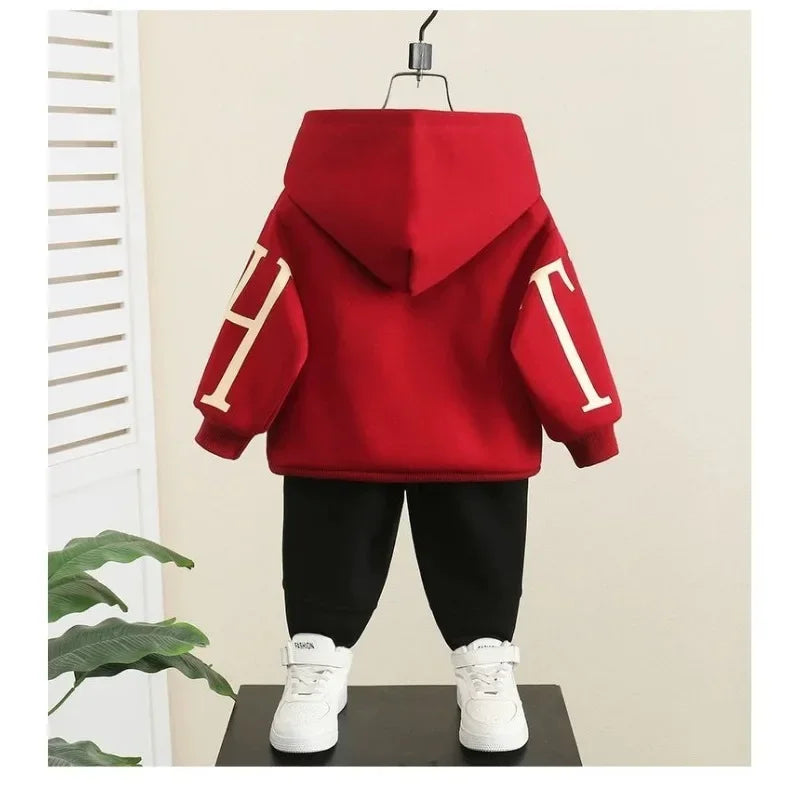 Ensemble 2 pièces garçon﻿– velours, pull, capuche