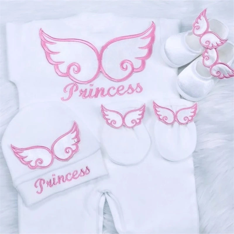 Barboteuse Bébé Jetable avec Nom, Ailes d'Ange, Sortie de Maternité .