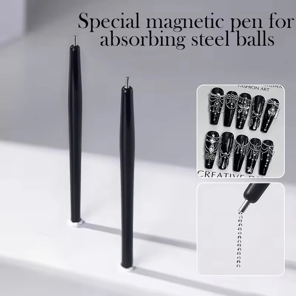 Stylo magnétique YIKOOLIN 1/2 pcs, acier, effet œil de chat