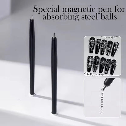 Stylo magnétique YIKOOLIN 1/2 pcs, acier, effet œil de chat