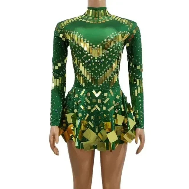 Robe soirée  effet miroir femme, scène, boîte de nuit, spectacle .