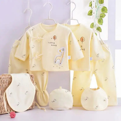 Ensemble printemps bébé 7 pièces : t-shirt, pantalon, chapeau, dessin animé unisexe .