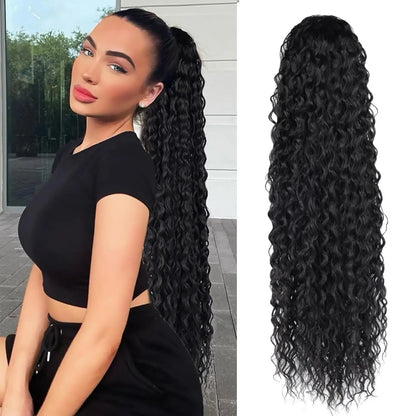 Perruque Synthétique Bouclée 24'' Queue de Cheval Résistante﻿