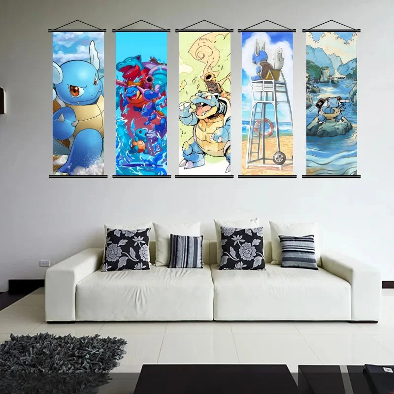 Pokémon Squirtle, Wartortle, Blastoise – Scènes dynamiques, impressions vives, détails audacieux – Pour fans de type Eau Power