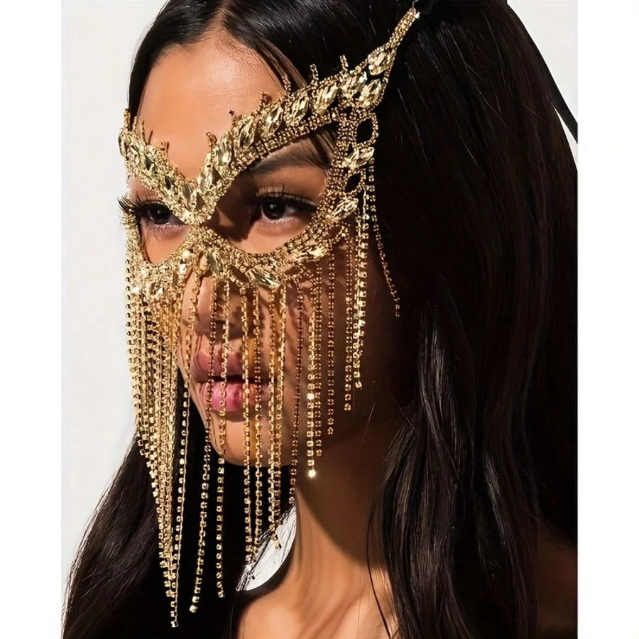Masque facial strass – Diamant clouté, maquillage danse, masque luxe polyvalent
