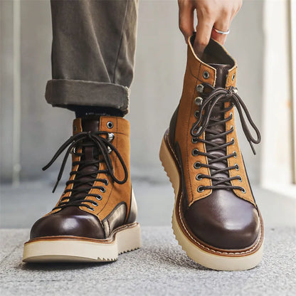 Bottes Cowboy Cuir Homme Plateau Moto Travail﻿