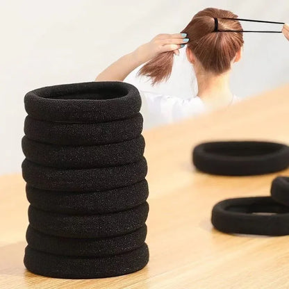 Bandes cheveux noires, chouchous élastiques, 10-100 pièces