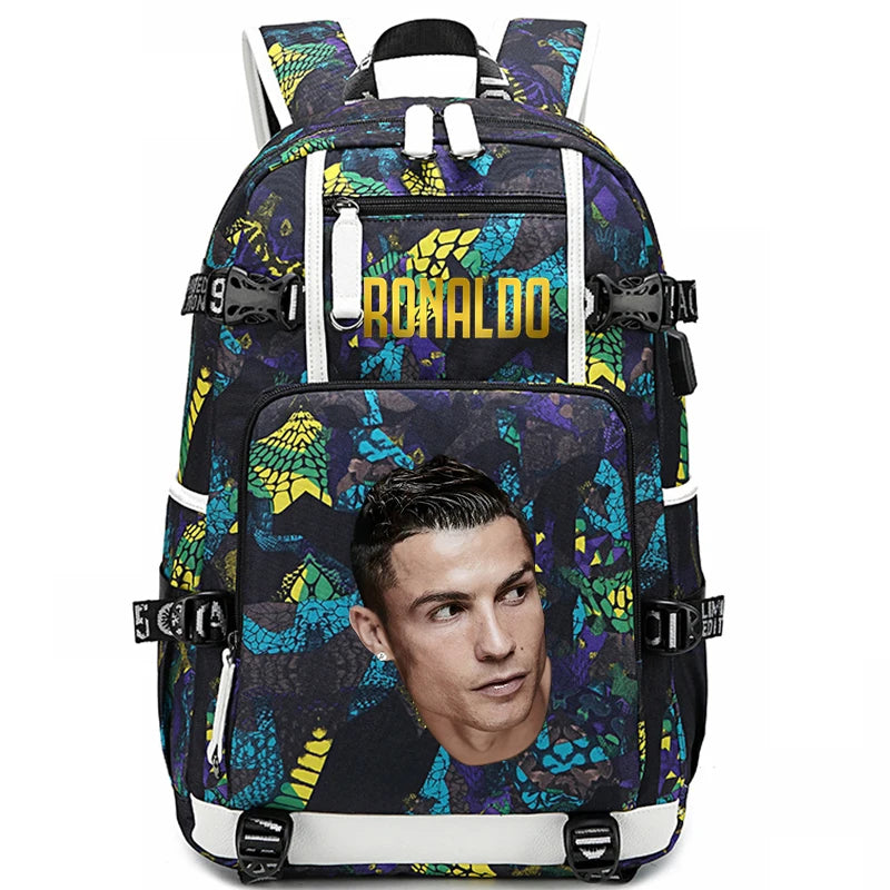 Sac d'école imprimé Ronaldo pour enfants, sac à dos pour étudiant, sac de voyage extérieur.