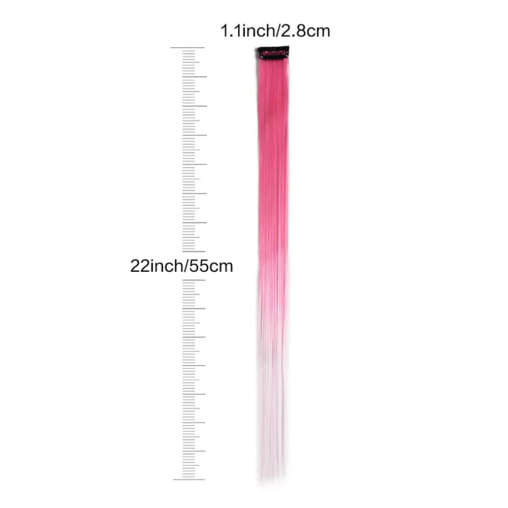 Extensions capillaires synthétiques à reflets colorés pour filles, postiches lisses multicolores de 22 pouces, 6 pièces/paquet