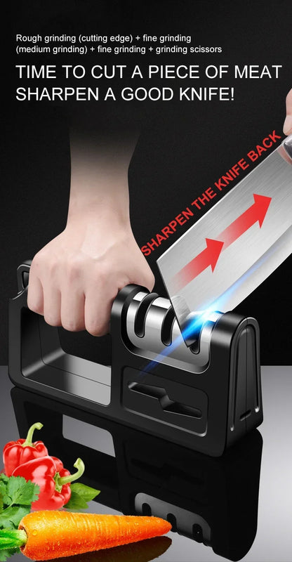 Affûteur manuel professionnel 3 étapes – carbure de tungstène & diamant, style japonais, couteaux/ciseaux de cuisine