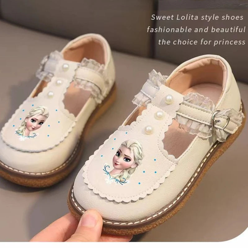 Chaussures fille Disney cuir souple printemps, princesse, semelle antidérapante, style Lolita.