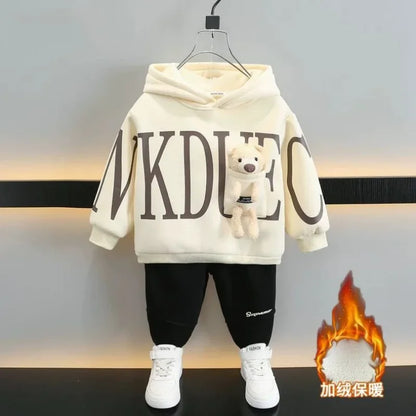 Ensemble 2 pièces garçon﻿– velours, pull, capuche