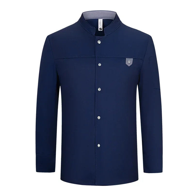 Uniforme Chef Hôtel Homme – Veste de Chef, Tablier à Manches Longues, Manteau de Cuisinier Restaurant, T-shirt Tenue Professionnelle, Uniforme Serveur, Vêtement de Travail