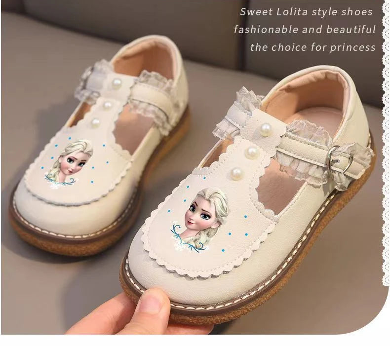 Chaussures fille Disney cuir souple printemps, princesse, semelle antidérapante, style Lolita.
