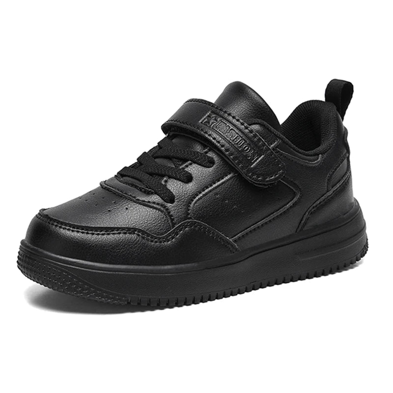 Chaussures de Marche Enfant – Plates en Cuir Noir, Légères, Garçon/Fille