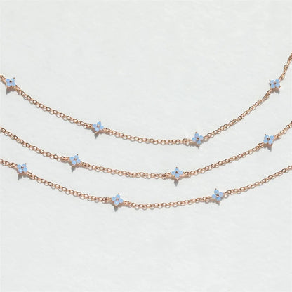 YIKOOLIN Collier Femme – Fleur Bleue Luxe, Design Minimaliste, Style Européen Américain