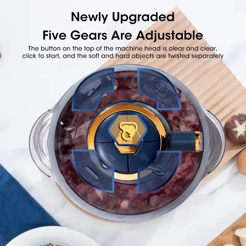 Hachoir à viande électrique 5L acier inox, multifonction hachage légumes mélange cuisine