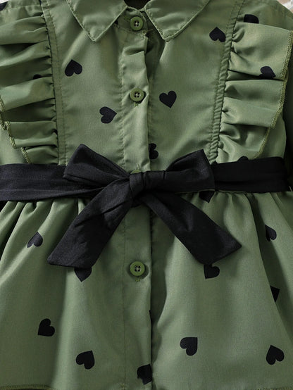 Ensemble fille 2 pièces – chemise + bas, printemps/automne (1‑8 ans)