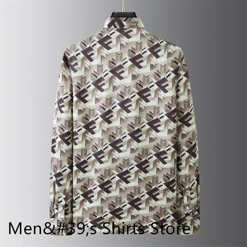 Chemise de luxe imprimée rétro pour hommes .