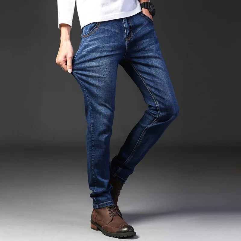 Jean homme – Classique, printemps/automne, style cowboy, ample, droit, confortable et durable