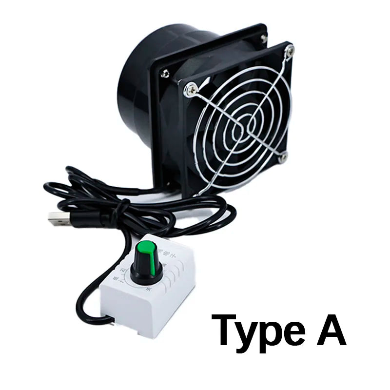 Ventilateur Extracteur Fumée 2 Types DC 5V USB, Vitesse réglable, Conduit 1-2 Voies, Tuyau 1m/3m