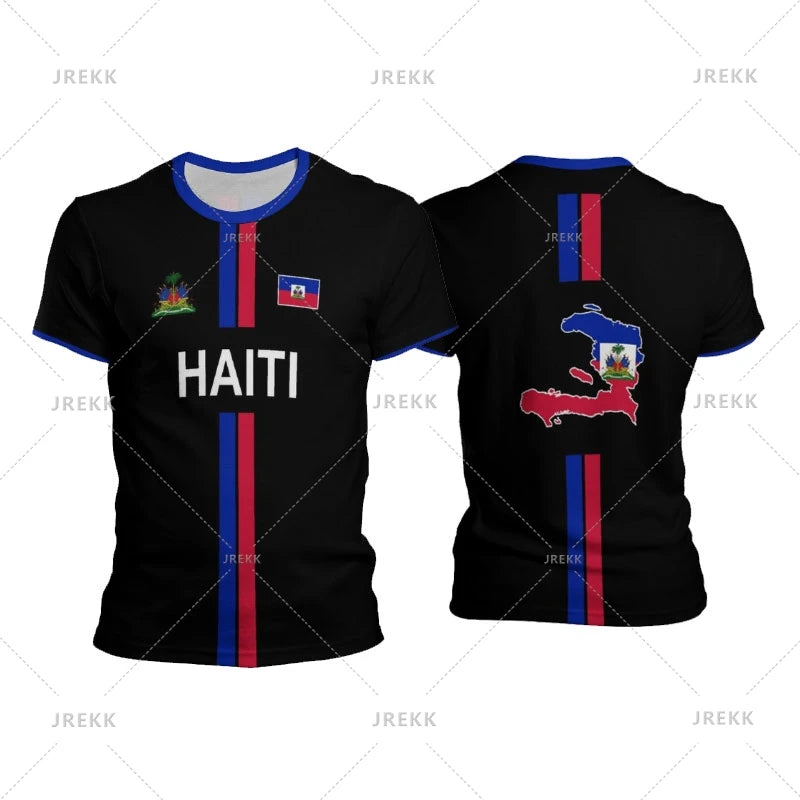 T-shirt Haïti Football – Oversize unisexe, drapeau Haïti, graphique Y2K,