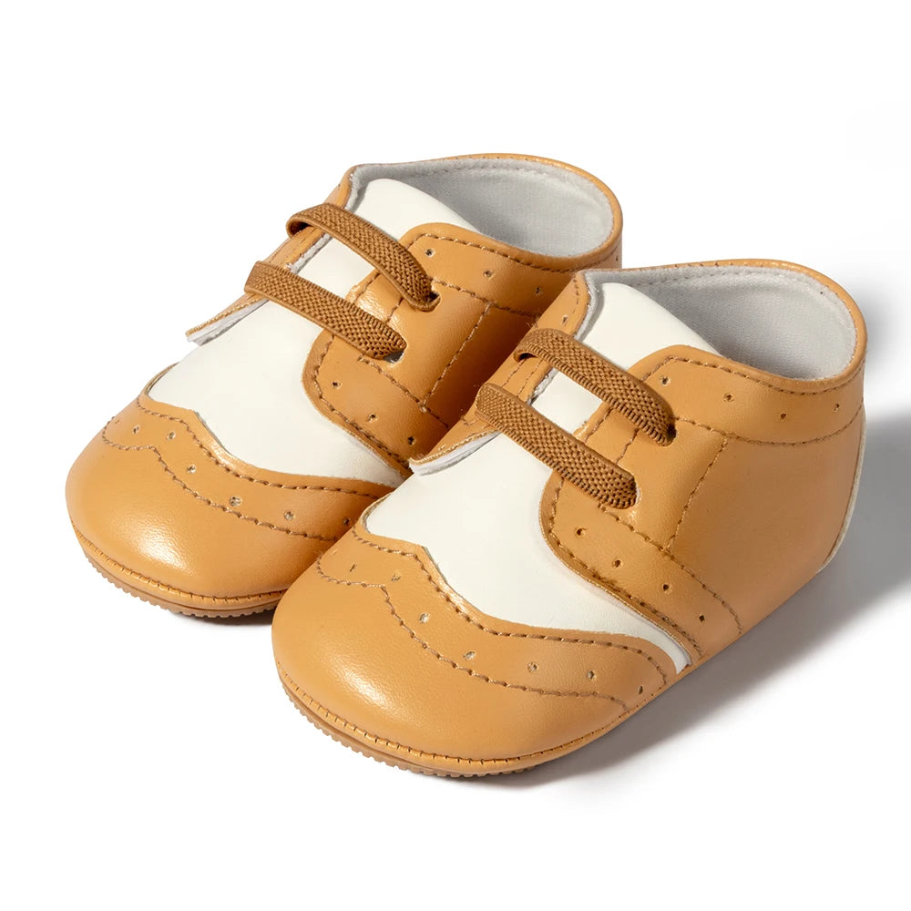 Chaussures bébé garçon – Premiers pas, cuir PU souple, patchwork, semelle antidérapante