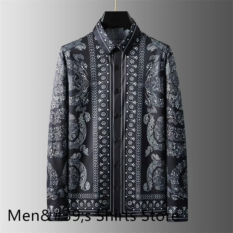 Chemise de luxe imprimée rétro pour hommes .