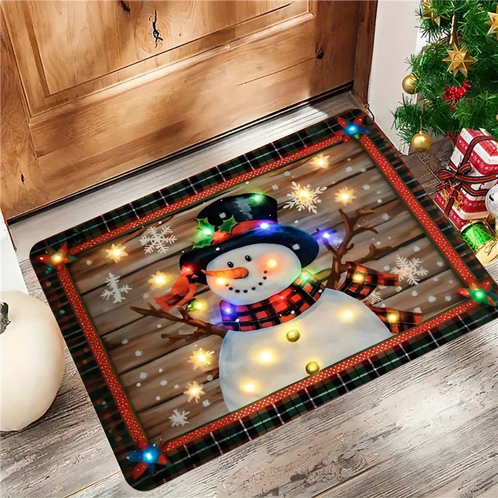 Tapis de porte éclairé bonhomme de neige Noël﻿– intérieur extérieur, hiver, vacances