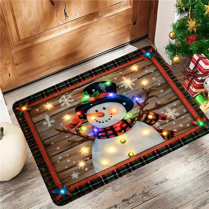 Tapis de porte éclairé bonhomme de neige Noël﻿– intérieur extérieur, hiver, vacances