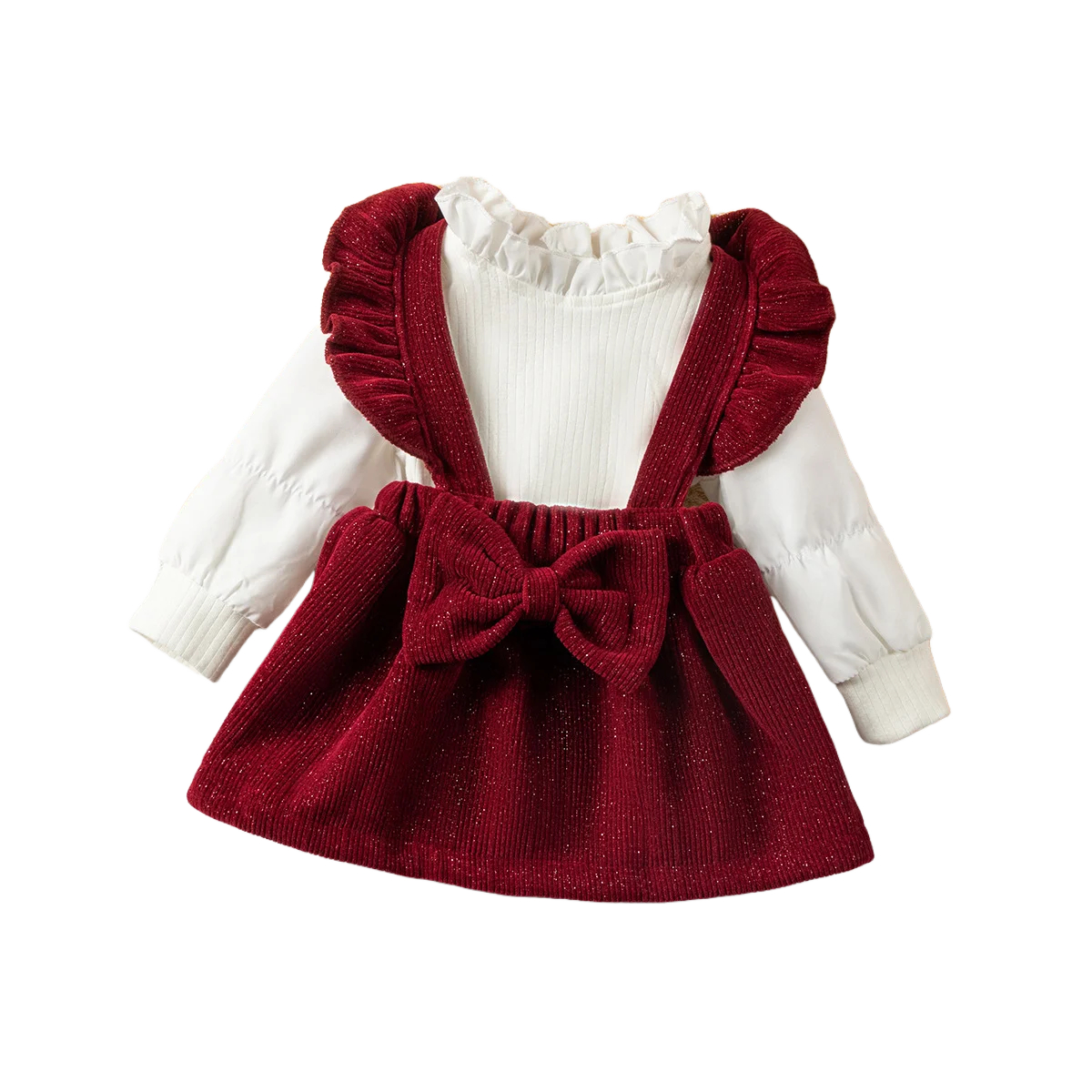 Vêtements bébé fille – Ensemble 2 pièces mignon, jupe à bretelles en velours côtelé, 0-18 mois