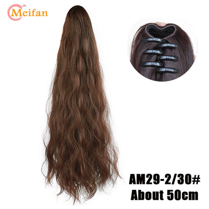 MEIFAN Short Synthetic Ponytail, Natural Claw Clip, Heat Resistant Hair.