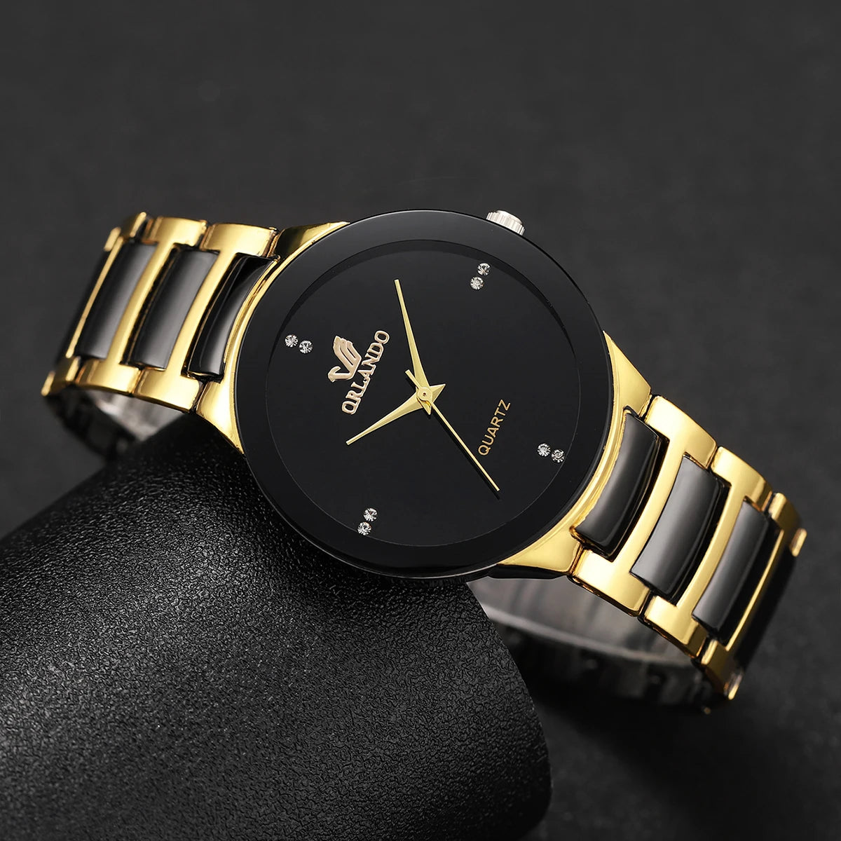 Montres à quartz acier inoxydable couple homme/femme, lot de 2, style business .