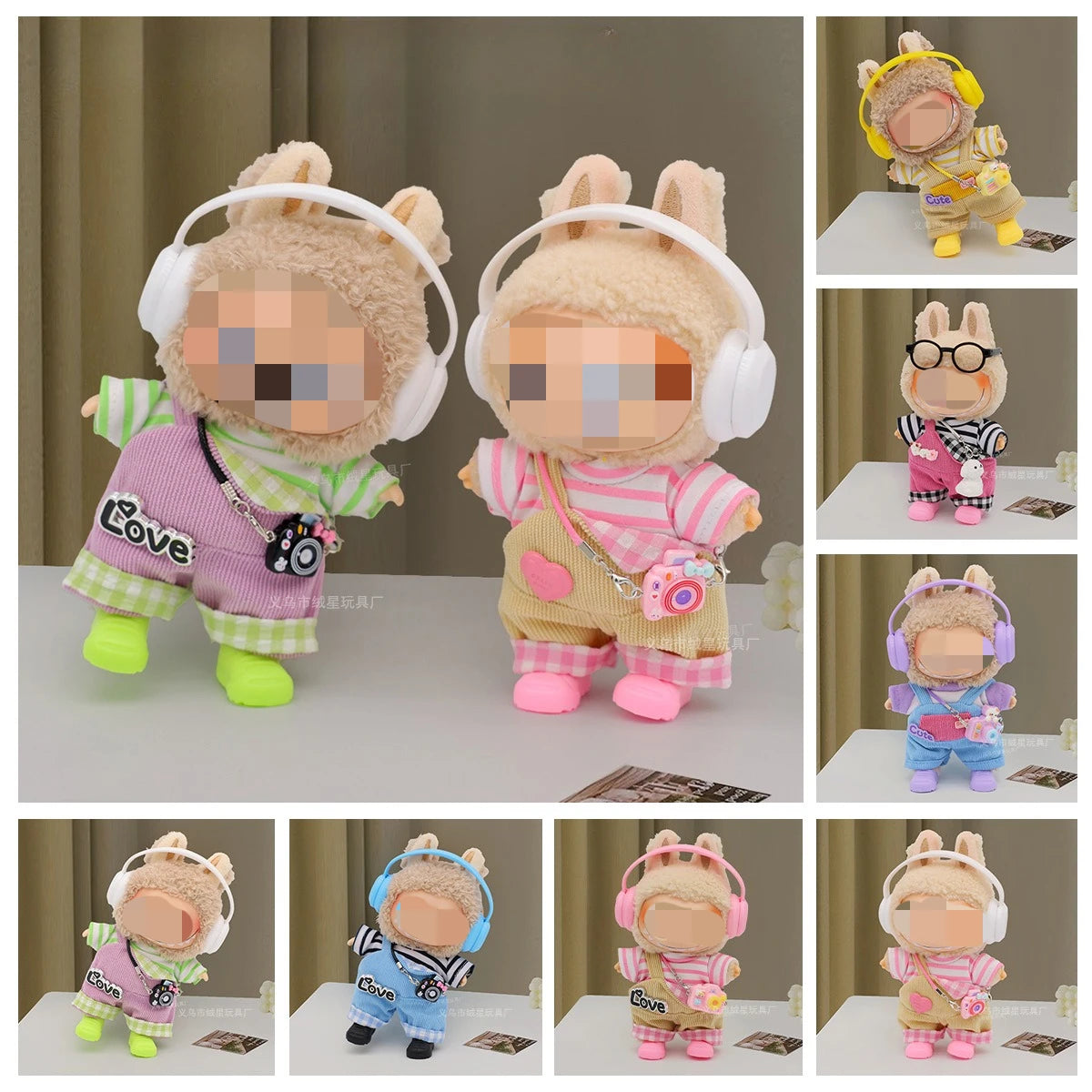 Tenue Poupée 10cm – Salopette Denim + Chemise, Ensemble Mignon