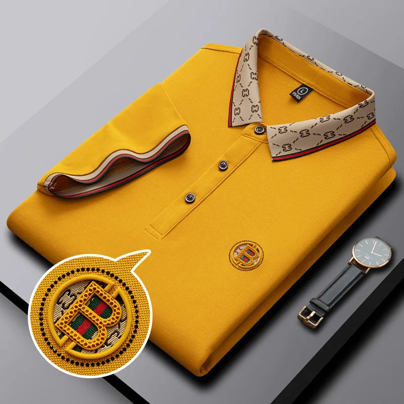 Polo de luxe à manches courtes pour hommes, de haute qualité, de marque de styliste, brodé, respirant, haut d'affaires décontracté, nouvelle collection été.