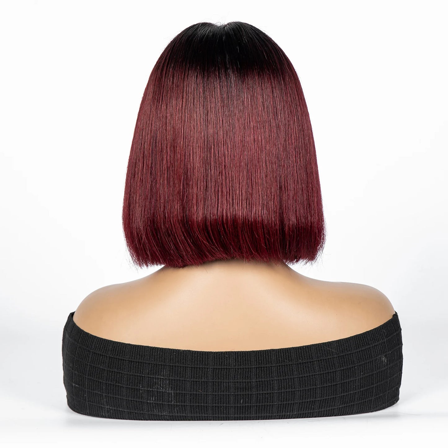 Perruque Bob courte droite colorée – cheveux humains 100%, dentelle 2x6 transparente, densité 250%