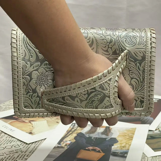 Sac à main femme rétro cuir PU doux – Petit sac de luxe avec imprimé argent élégant banlieue collection