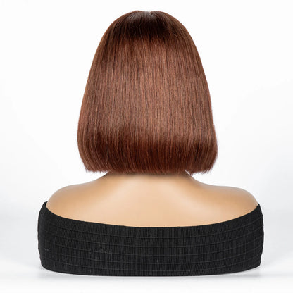 Perruque Bob courte droite colorée – cheveux humains 100%, dentelle 2x6 transparente, densité 250%