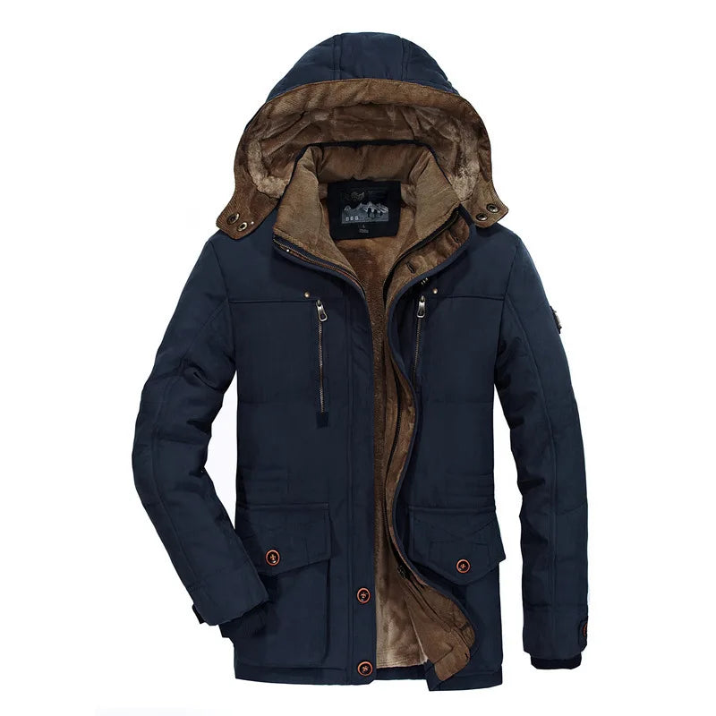 Manteau Hiver Homme 7XL Cargo, Multi-Poches, Doudoune Longue, Capuche, Chaud .