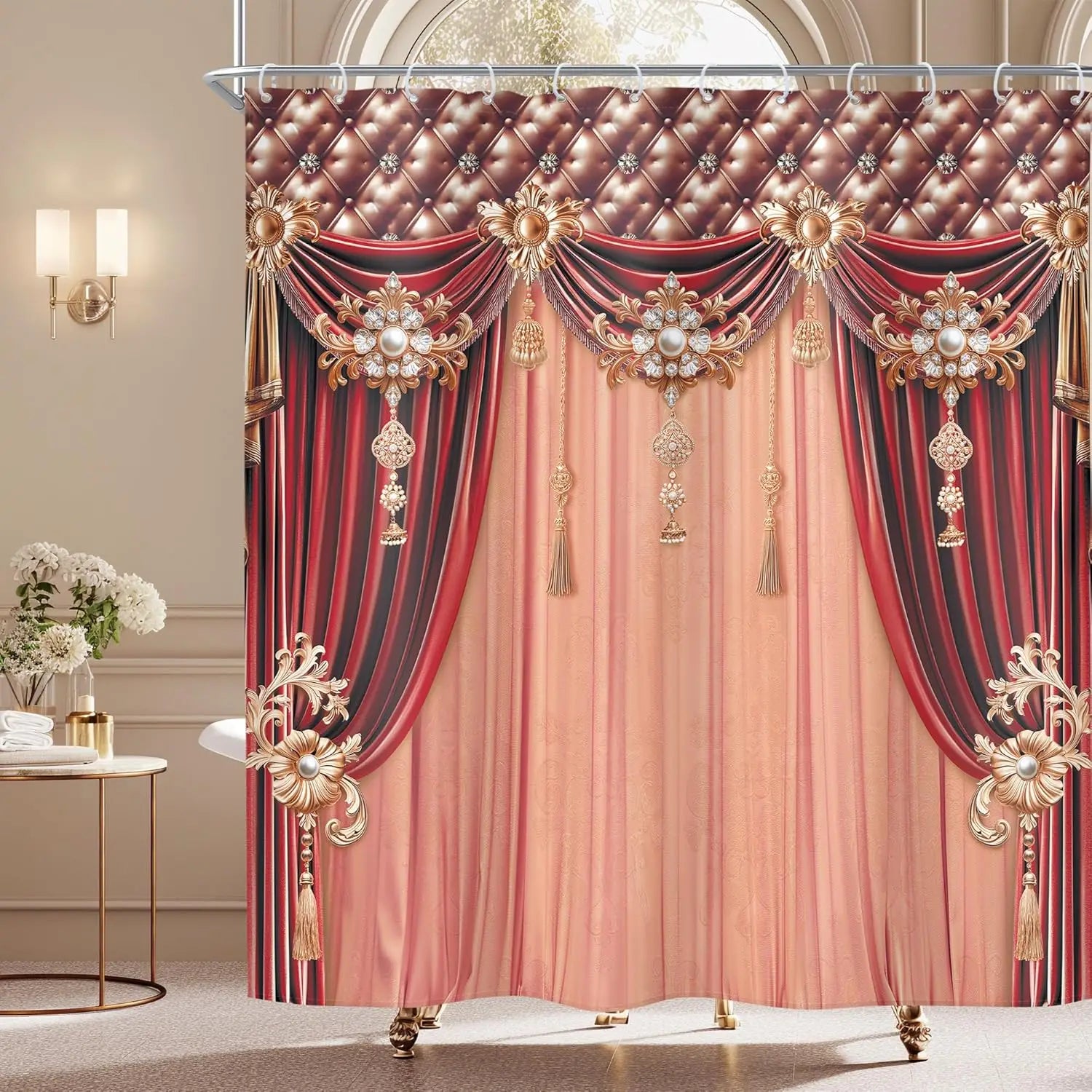 Rideau vert émeraude – Imprimé vintage luxe, décoration intérieur