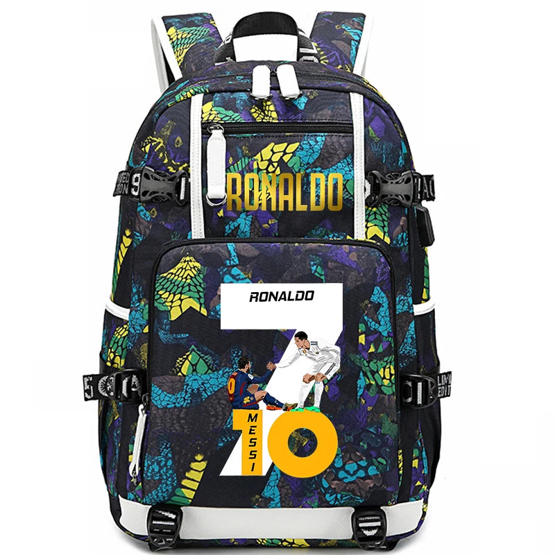 Sac d'école imprimé Ronaldo pour enfants, sac à dos pour étudiant, sac de voyage extérieur.