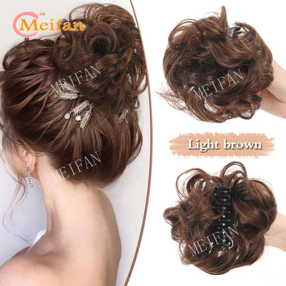 synthetic wavy bun with claw clip,