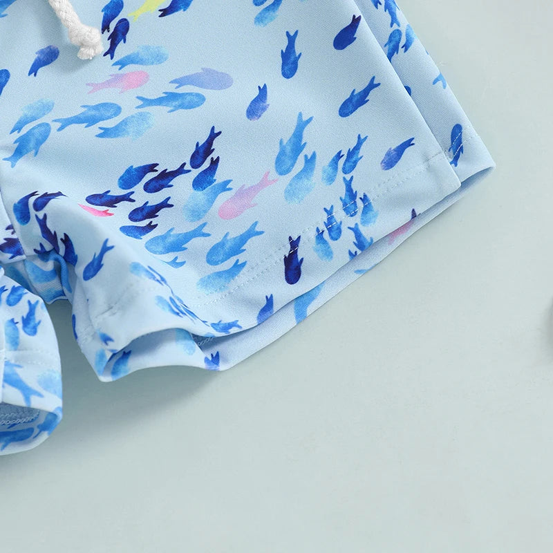 Maillot de bain pour petits garçons de 1 à 4 ans, short imprimé dinosaure/requin