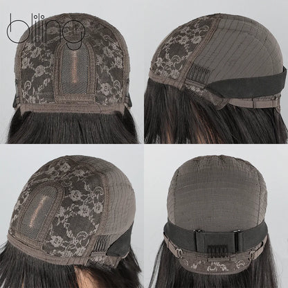 Perruque femme 200% densité – Bob droit avec frange, 10 pouces, dentelle transparente