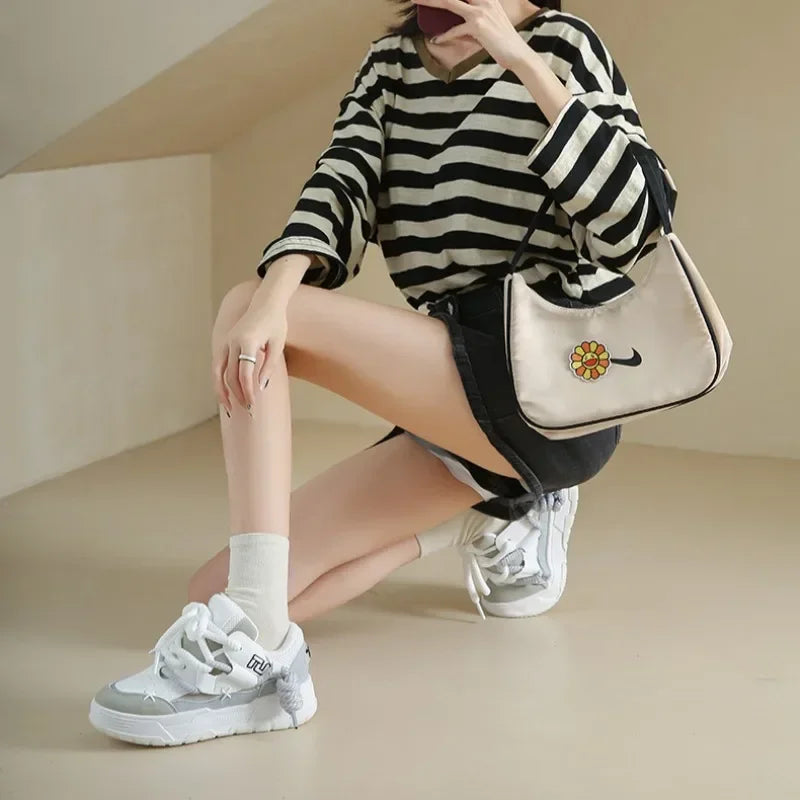 Chaussures chunky polyvalentes pour hommes et femmes, blanches