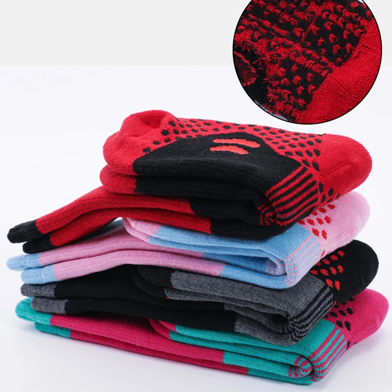 Chaussettes de ski thermiques enfants – Coton épais chaud, sport neige, filles & garçons