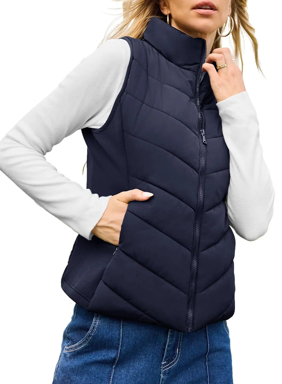 Cardigan Zippé Femme – Gilet Automne Décontracté, Col Montant & Poches, Mode Tendance