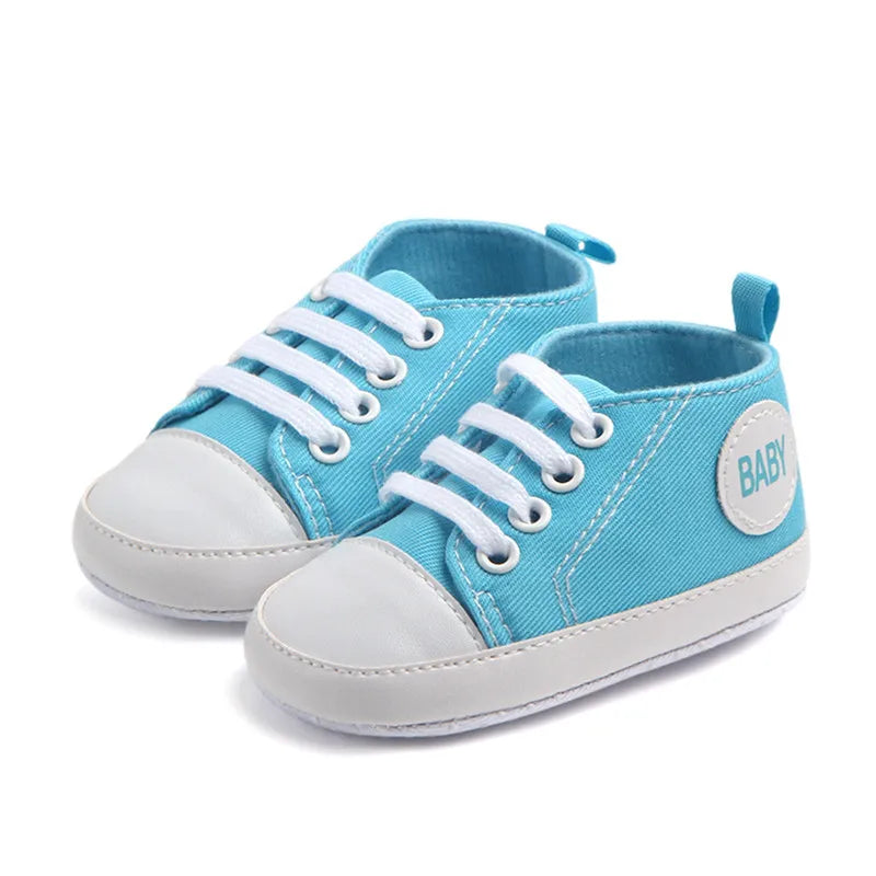 Chaussures bébé fille 0‑18M – baskets montantes en toile, antidérapantes, premiers pas