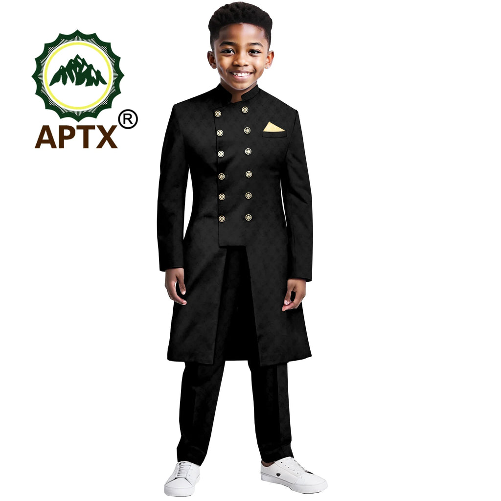 Ensemble garçon africain – Tenue traditionnelle 2 pièces, veste et pantalon, robe formelle pour fête et mariage