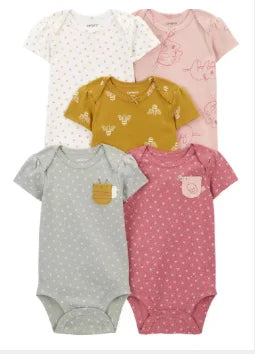 Combinaison bébé été coton, 5 pièces, dessins animés